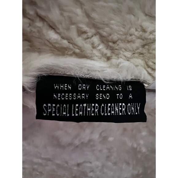 Wilsons Womens Vintage Beige Leather Suede Faux Fur Maxima Button Up Coat Jacket - Picture 10 of 11